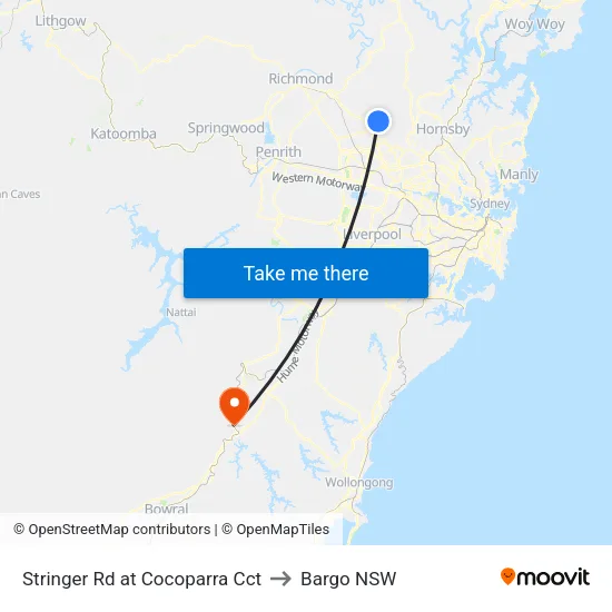 Stringer Rd at Cocoparra Cct to Bargo NSW map