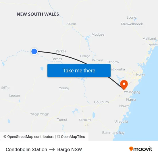 Condobolin Station to Bargo NSW map