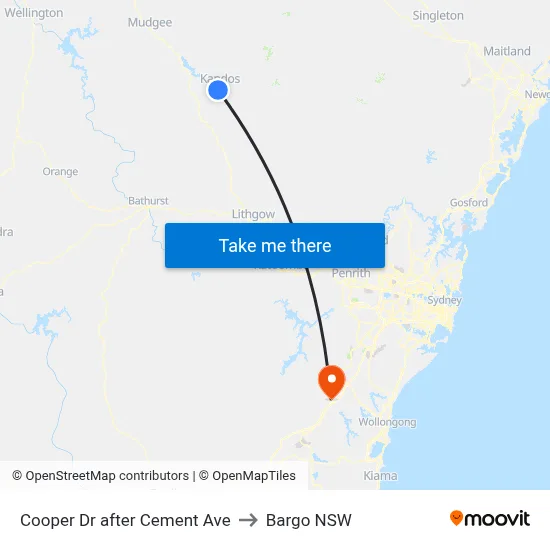 Cooper Dr after Cement Ave to Bargo NSW map