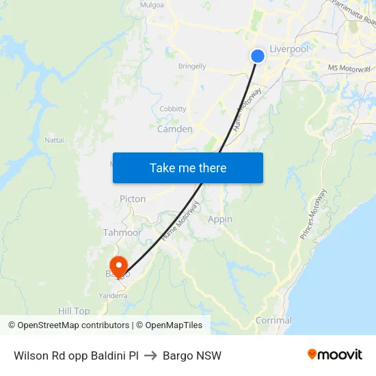 Wilson Rd opp Baldini Pl to Bargo NSW map