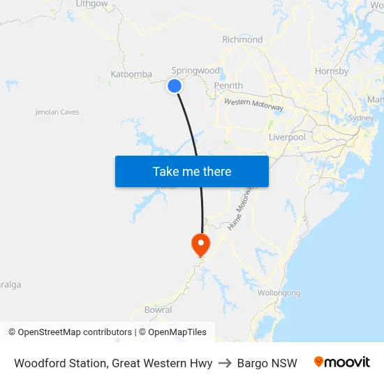 Woodford Station, Great Western Hwy to Bargo NSW map