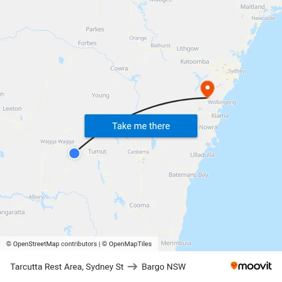 Tarcutta Rest Area, Sydney St to Bargo NSW map