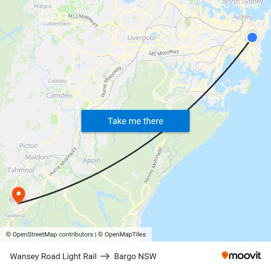 Wansey Road Light Rail to Bargo NSW map