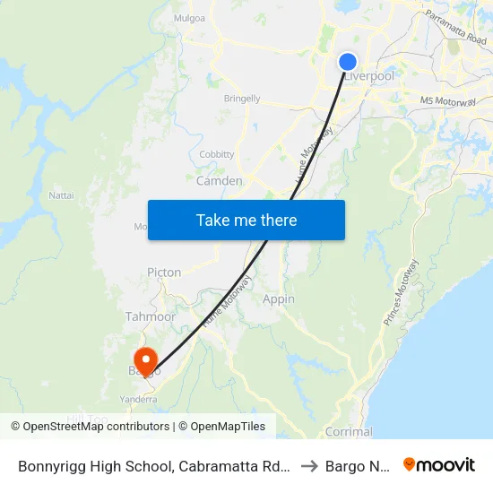 Bonnyrigg High School, Cabramatta Rd West to Bargo NSW map