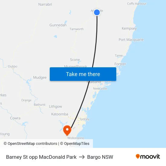 Barney St opp MacDonald Park to Bargo NSW map