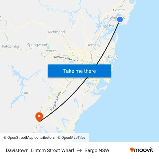 Davistown, Lintern Street Wharf to Bargo NSW map
