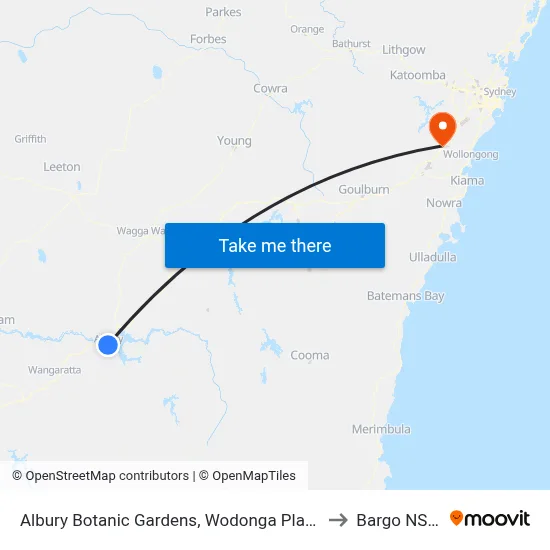 Albury Botanic Gardens, Wodonga Place to Bargo NSW map