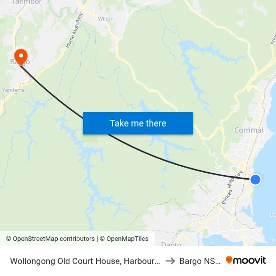 Wollongong Old Court House, Harbour St to Bargo NSW map