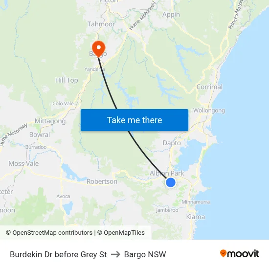 Burdekin Dr before Grey St to Bargo NSW map