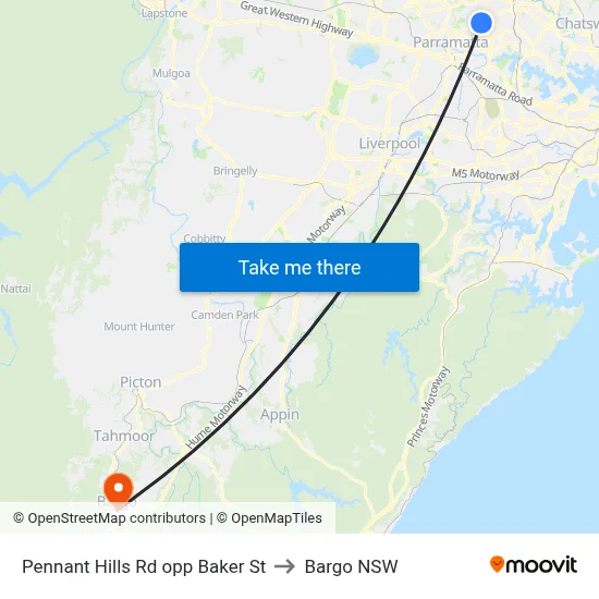 Pennant Hills Rd opp Baker St to Bargo NSW map