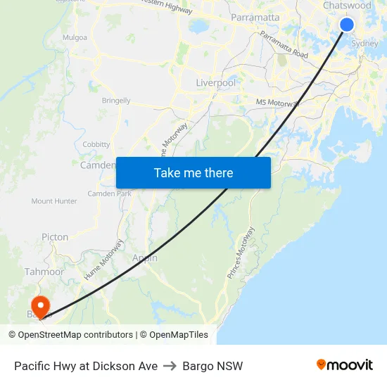 Pacific Hwy at Dickson Ave to Bargo NSW map
