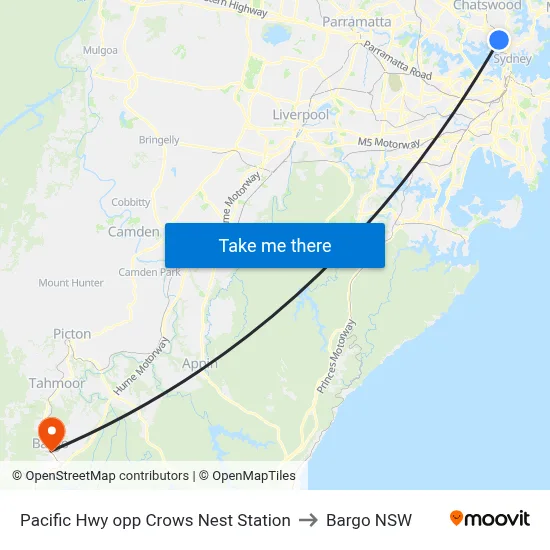 Pacific Hwy opp Crows Nest Station to Bargo NSW map