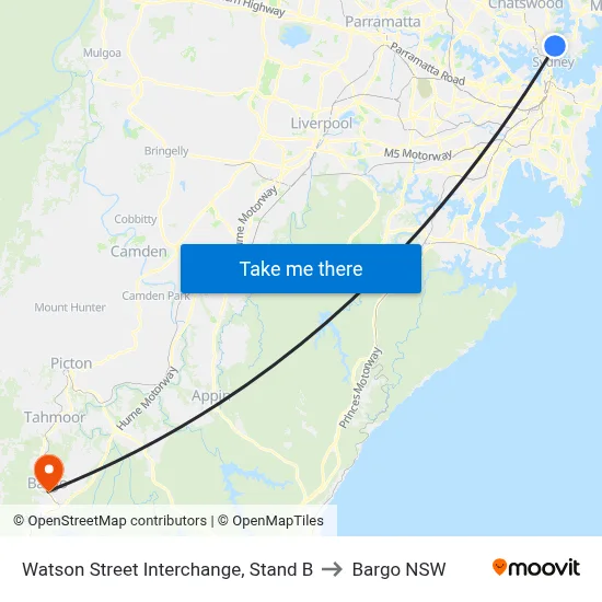 Watson Street Interchange, Stand B to Bargo NSW map