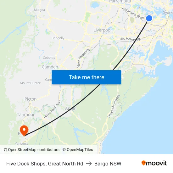 Five Dock Shops, Great North Rd to Bargo NSW map