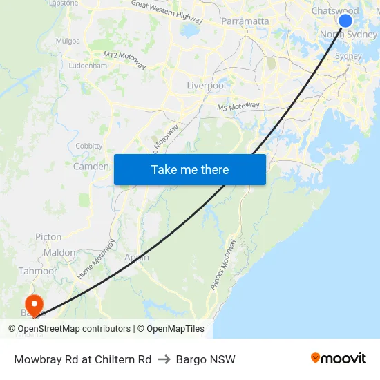Mowbray Rd at Chiltern Rd to Bargo NSW map