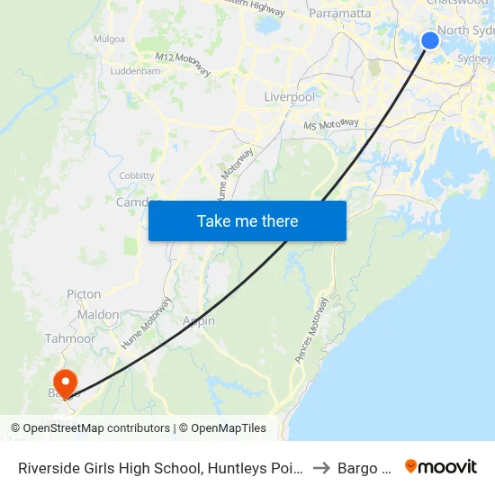 Riverside Girls High School, Huntleys Point Rd, Stand A to Bargo NSW map