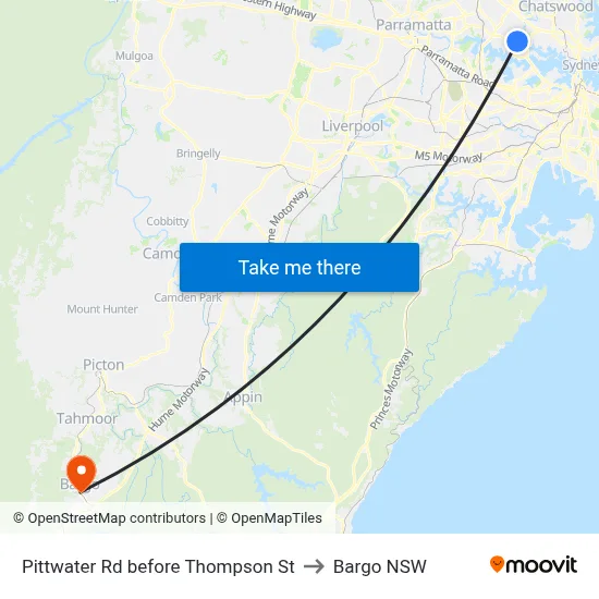 Pittwater Rd before Thompson St to Bargo NSW map