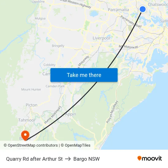Quarry Rd after Arthur St to Bargo NSW map