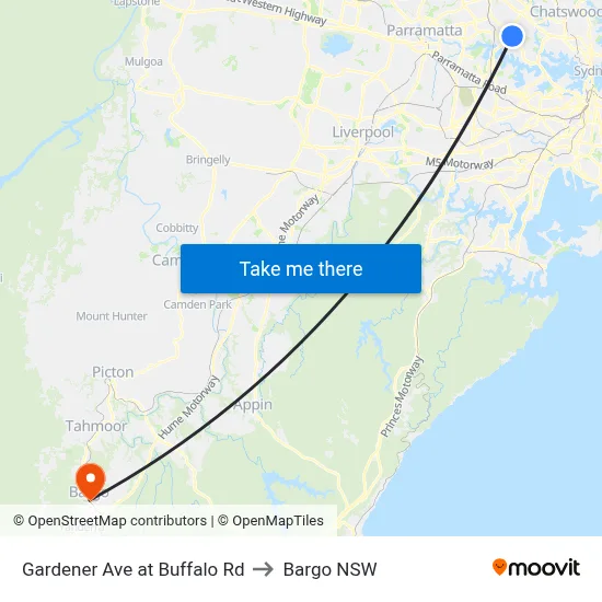 Gardener Ave at Buffalo Rd to Bargo NSW map