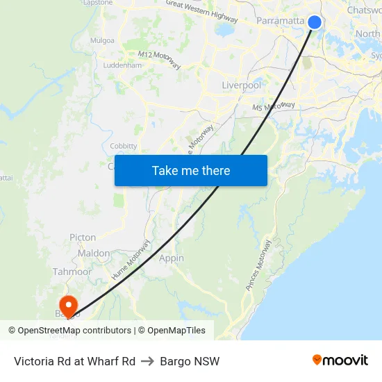 Victoria Rd at Wharf Rd to Bargo NSW map