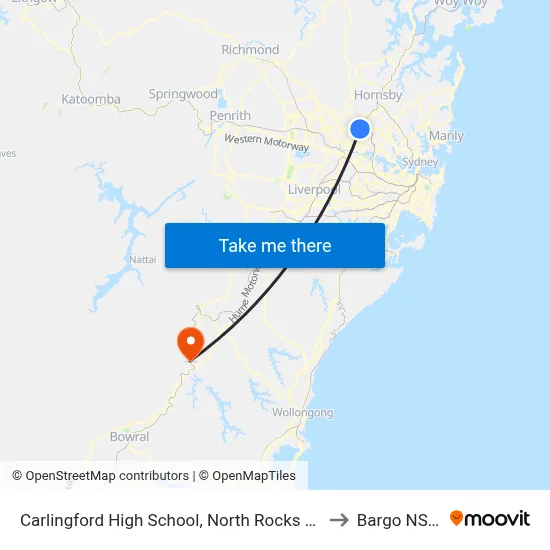Carlingford High School, North Rocks Rd to Bargo NSW map