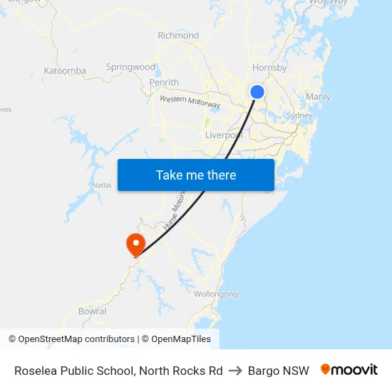 Roselea Public School, North Rocks Rd to Bargo NSW map