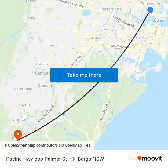 Pacific Hwy opp Palmer St to Bargo NSW map