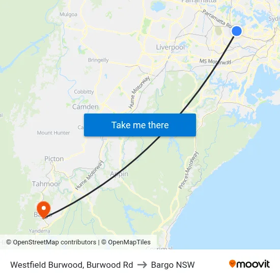 Westfield Burwood, Burwood Rd to Bargo NSW map