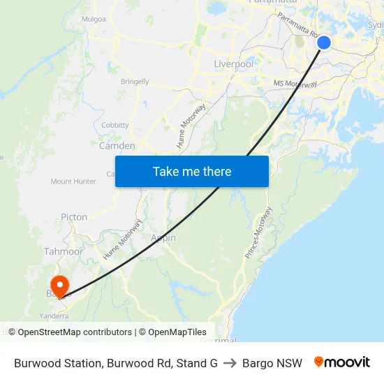Burwood Station, Burwood Rd, Stand G to Bargo NSW map