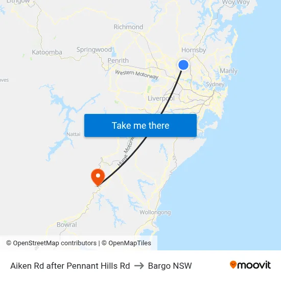 Aiken Rd after Pennant Hills Rd to Bargo NSW map
