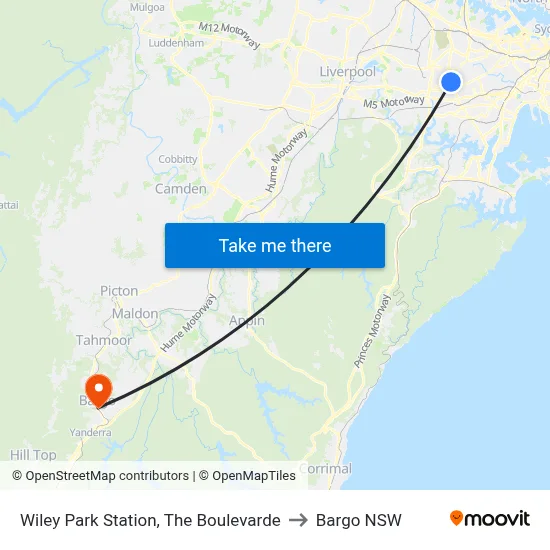 Wiley Park Station, The Boulevarde to Bargo NSW map