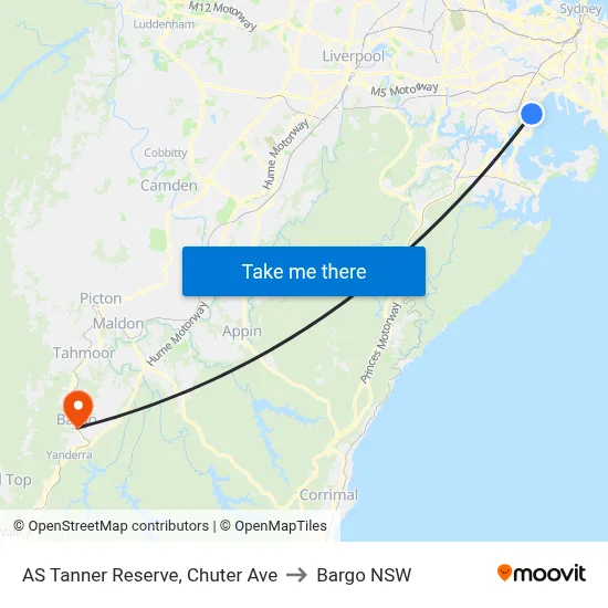 AS Tanner Reserve, Chuter Ave to Bargo NSW map