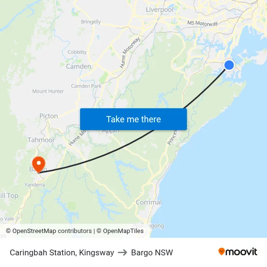 Caringbah Station, Kingsway to Bargo NSW map