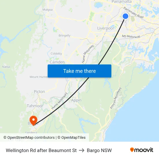 Wellington Rd after Beaumont St to Bargo NSW map