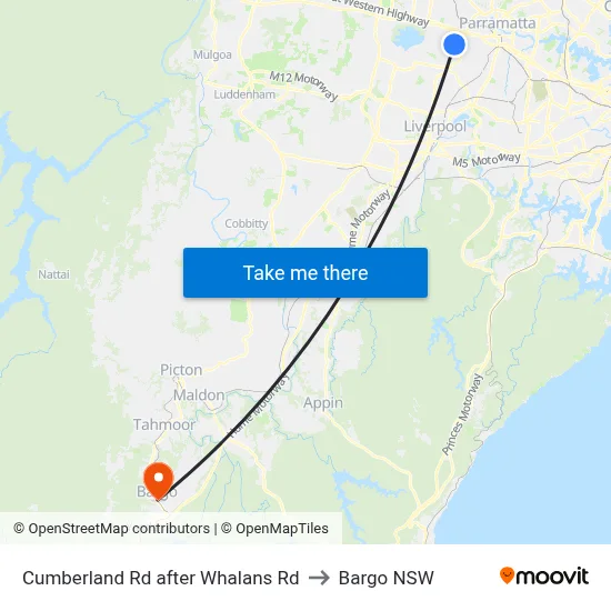 Cumberland Rd after Whalans Rd to Bargo NSW map