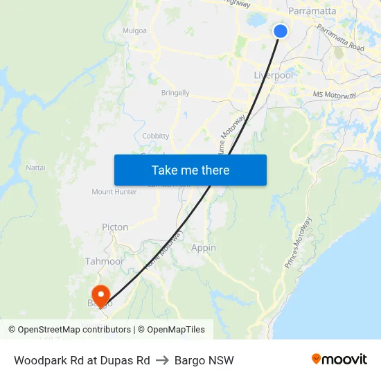 Woodpark Rd at Dupas Rd to Bargo NSW map