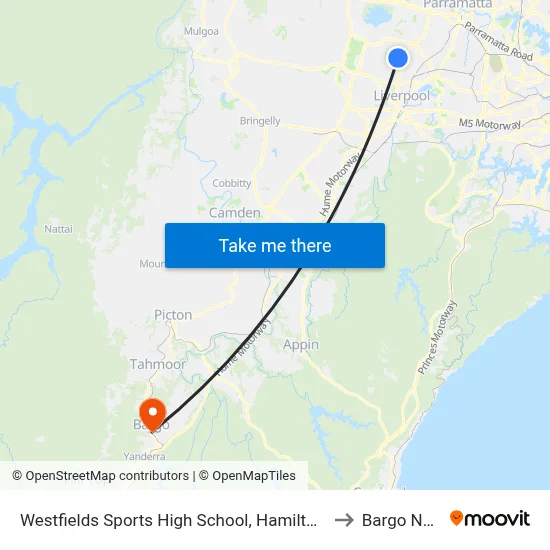Westfields Sports High School, Hamilton Rd to Bargo NSW map