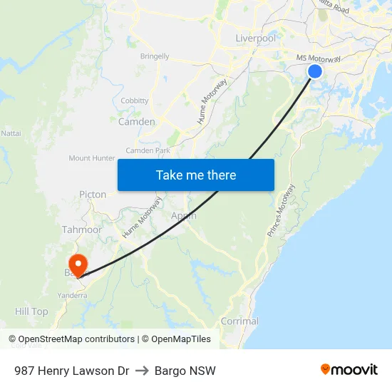 987 Henry Lawson Dr to Bargo NSW map