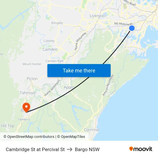 Cambridge St at Percival St to Bargo NSW map
