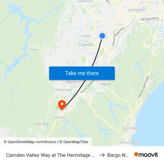 Camden Valley Way at The Hermitage Way to Bargo NSW map