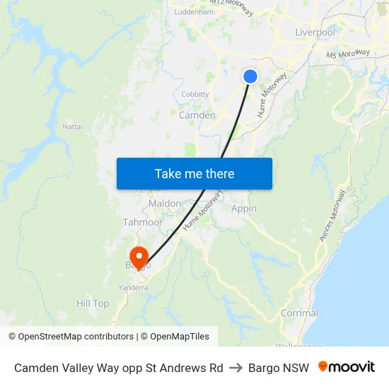 Camden Valley Way opp St Andrews Rd to Bargo NSW map