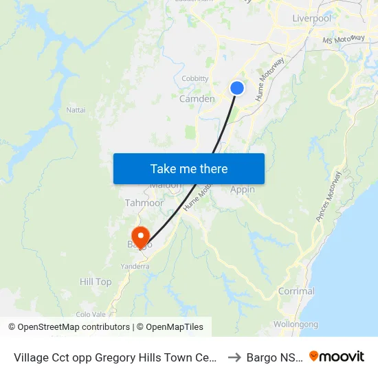 Village Cct opp Gregory Hills Town Centre to Bargo NSW map