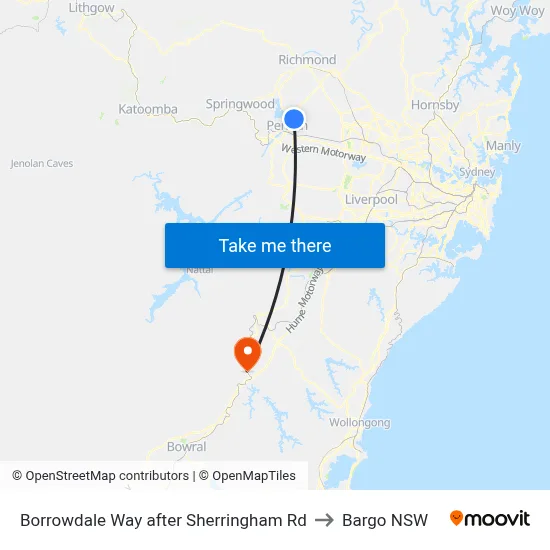 Borrowdale Way after Sherringham Rd to Bargo NSW map