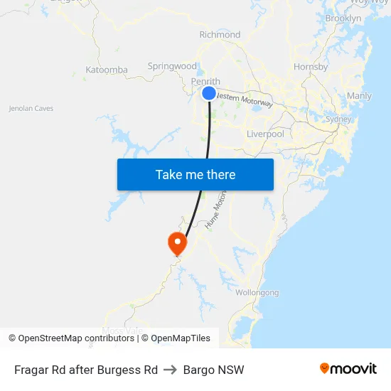 Fragar Rd after Burgess Rd to Bargo NSW map