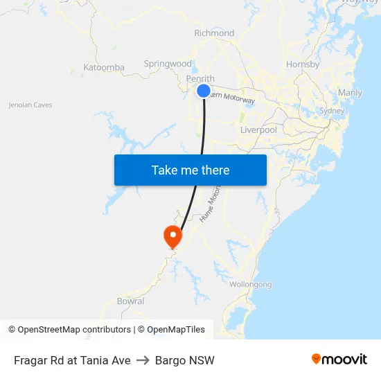 Fragar Rd at Tania Ave to Bargo NSW map