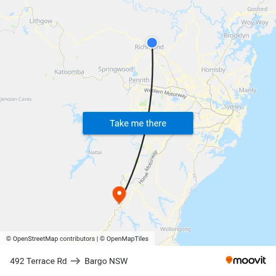492 Terrace Rd to Bargo NSW map
