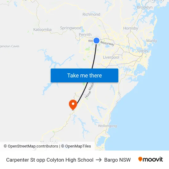 Carpenter St opp Colyton High School to Bargo NSW map