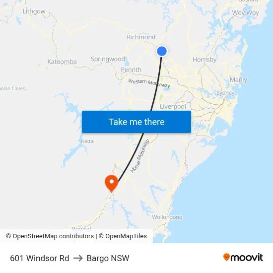 601 Windsor Rd to Bargo NSW map
