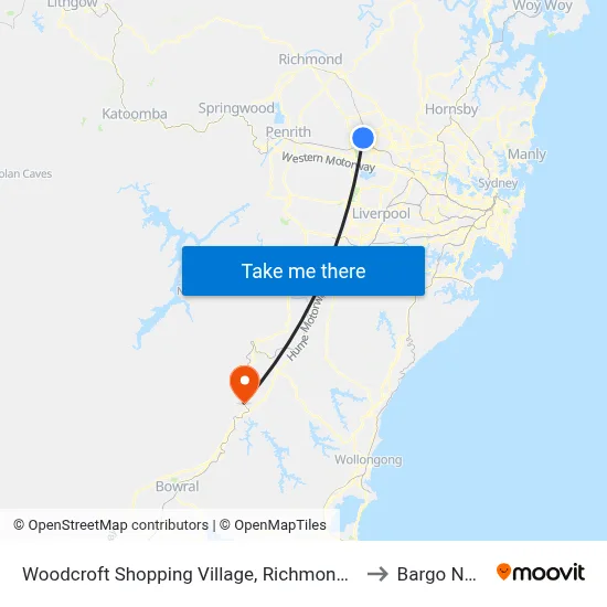 Woodcroft Shopping Village, Richmond Rd to Bargo NSW map
