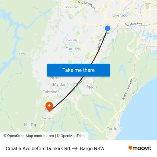 Croatia Ave before Dunkirk Rd to Bargo NSW map